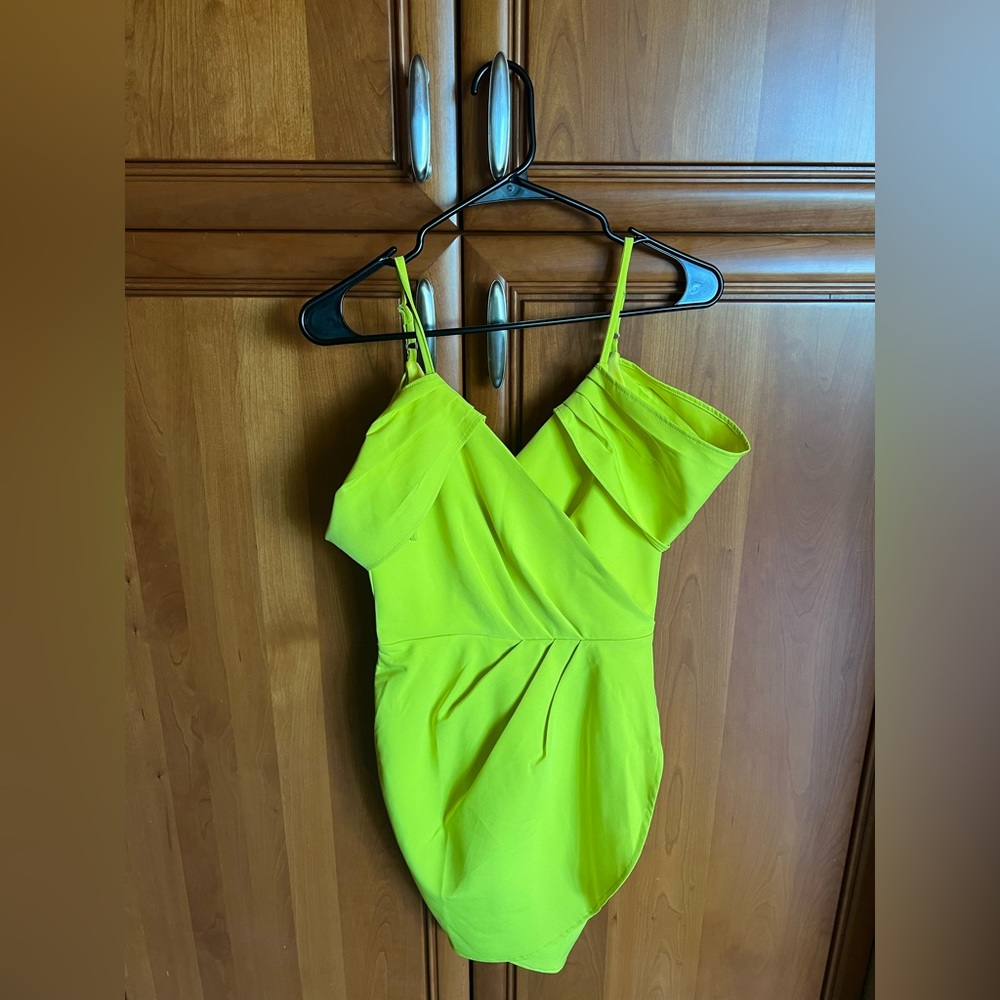 Neon yellow cocktail dress